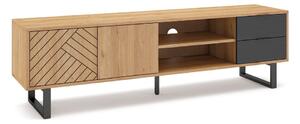 Antracitovosivá/prírodný TV stolík v dekore duba 180x51,5 cm Madona - Marckeric