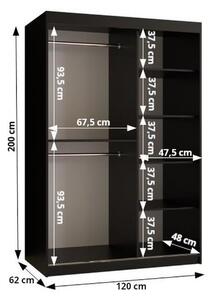 Skriňa s posuvnými dverami PAOLA - šírka 120 cm, čierna