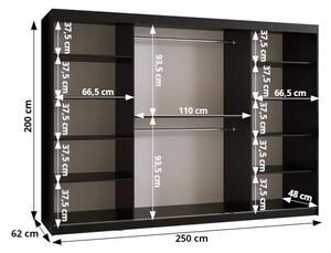Trojdverová skriňa NEA 1 - šírka 250 cm, biela / čierna