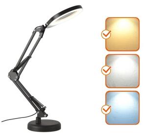 LED Stm. stolná lampa s lupou 2v1 AURIQ LOUPE LED/10W/5V 3000/4000/6500K čierna
