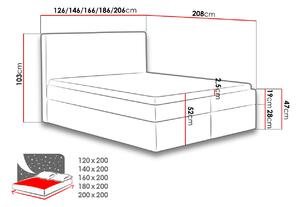 Hotelová jednolôžková posteľ 120x200 ROSENDO - červená + topper ZDARMA