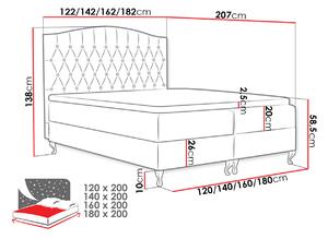Kontinentálna manželská posteľ 160x200 SALOMON - béžová + topper ZDARMA