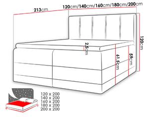 Boxspringová manželská posteľ 200x200 SANDIA - béžová / hnedá + topper ZDARMA