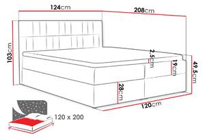 Americká jednolôžková posteľ 120x200 TOMASA 3 - šedá + topper ZDARMA