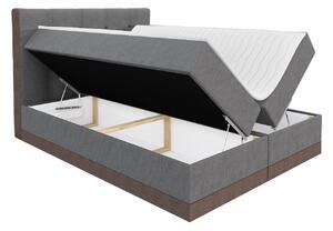 Boxspringová manželská posteľ 180x200 SANDIA - šedá + topper ZDARMA