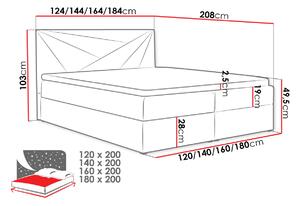 Hotelová jednolôžková posteľ 120x200 TOMASA 5 - ružová + topper ZDARMA