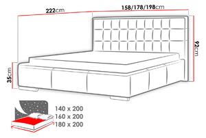 Manželská čalúnená posteľ 140x200 ZARITA - šedá