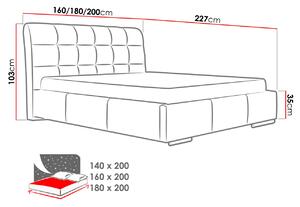 Čalúnená manželská posteľ 160x200 XEVERA - červená eko koža