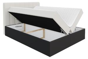 Kontinentálna manželská posteľ 140x200 VICTORO - biela eko koža / modrá + topper ZDARMA