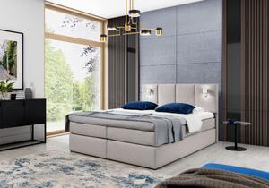 Boxspringová posteľ s lampami DANUTA - 160x200, béžová + topper ZDARMA