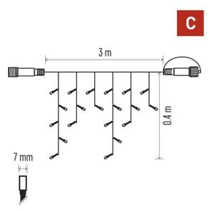 LED vonkajšia reťaz 50xLED/3x0,4m IP44 studená biela