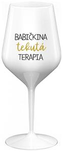Biely nerozbitný pohár na víno 470 ml - BABIČKINA TEKUTÁ TERAPIA