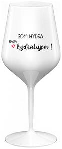 Biely nerozbitný pohár na víno 470 ml - SOM HYDRA. RADA HYDRATUJEM!