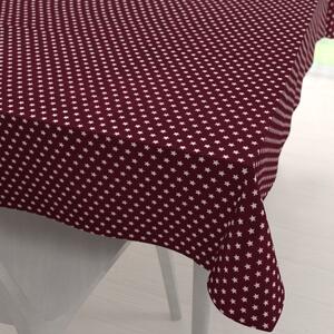 Biante Bavlnený obdĺžnikový obrus Sandra SA-351 Biele hviezdičky na tmavo červenom 50x100 cm