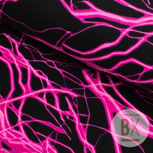 Metráž Plavkovina vzorovaná - Storm black/pink