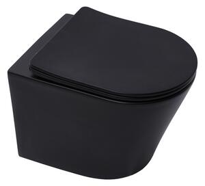 Wc závesné SAT Infinitio v čiernej farbe mat s doskou softclose a so zadným odpadom SATINF010RREXPBKM