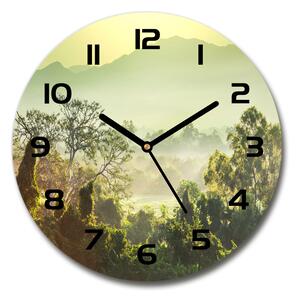 Sklenené nástenné hodiny okrúhle Prales