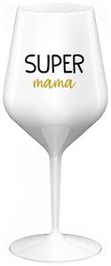 Biely nerozbitný pohár na víno 470 ml - SUPER MÁMA