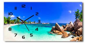 Vodorovné Sklenené hodiny na stenu tiché Pláž Seychely