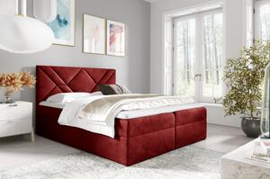 Boxspringová posteľ ASKOT - 180x200, červená + topper ZDARMA