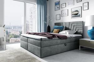 Čalúnená posteľ s prešívaným čelom SUSANA 180x200, šedá + topper ZDARMA