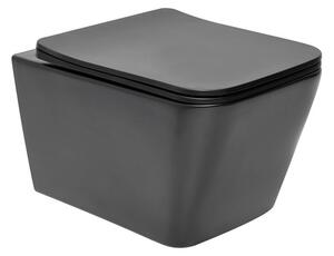 Wc závesné SAT Infinitio s doskou softclose, v čiernej farbe mat, so zadným odpadom SATINF012SREXPBKM