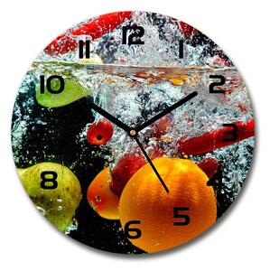 Sklenené hodiny okrúhle Ovocie pod vodou