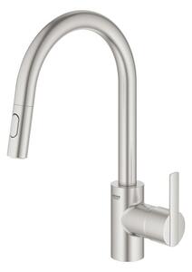 Drezová batéria GROHE Feel s vyťahovacou spŕškou, 2 prúdy supersteel 31486DC1