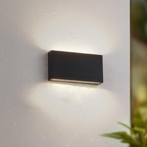 Lindby LED vonkajšie nástenné svietidlo Jarte, čierna, kov, 17 cm, IP54, Čierna, Hliník, Moderný, Nástenné svietidlo
