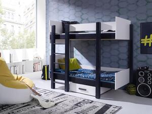 NESTOR v kombinácii s nábytkovou doskou masívne drevo Poschodová detská posteľ s úložným priestorom na posteľnú bielizeň180x80cm