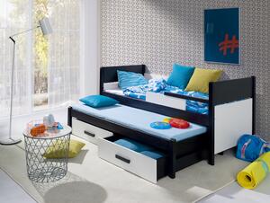 AIRA 2 v kombinácii s nábytkovou doskou masívne drevo dvojlôžková detská posteľ s výsuvným lôžkom s úložným priestorom na posteľnú bielizeň180x80cm