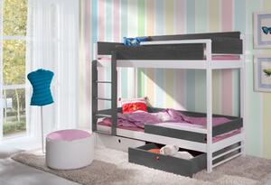 NATI E masívne drevo Poschodová dvojlôžková detská posteľ s úložným priestorom na posteľnú bielizeň180x80cm