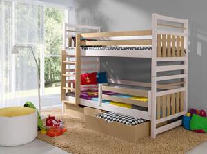 MIRO E masívne drevo Poschodová Detská posteľ s úložným priestorom na posteľnú bielizeň180x80cm