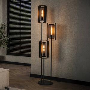 Stojacia lampa Alma, 3 svetlá, čierna, kov, otočné sieťované tienidlo, Čierna, Obývacia izba / jedáleň, kov, Moderný, Stojaca lampa