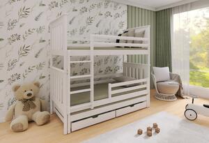 BRUNO 3 masívne drevo trojlôžková poschodová posteľ s úložným priestorom na posteľnú bielizeň180x80cm