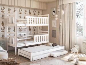LARA masívne drevo trojlôžková poschodová posteľ s úložným priestorom na posteľnú bielizeň180x80cm
