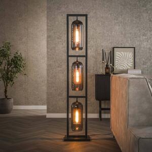 Stojacia lampa Kamilian, 3 svetlá, dymovo sivá, čierna, sklo, kov