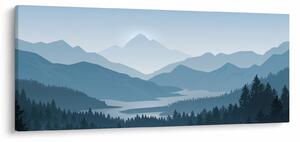 Obraz - Hory pohľadom grafika (120x50 cm)