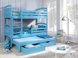 JAKO3 masívne drevo trojlôžková poschodová posteľ s úložným priestorom na posteľnú bielizeň180x80cm