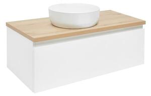 Kúpeľňová skrinka s krycou doskou SAT B-WAY 99x30x45 cm biely lesk BWAY100WDOAK