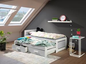 TIESTO v kombinácii s nábytkovou doskou masívne drevo dvojlôžková detská posteľ s výsuvným lôžkom s úložným priestorom na posteľnú bielizeň180x80cm