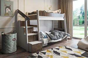 PATRICK v kombinácii s nábytkovou doskou masívne drevo Poschodová detská posteľ so zásuvkovým úložným priestoromspodné lôžko 120x200cm, horné lôžko 90x200cm