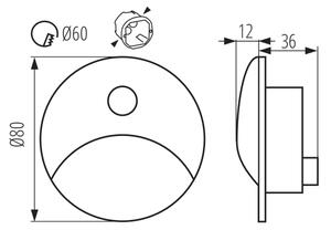 Kanlux 39124 - LED schodové svietidlo so senzorom EXIN 2,5W/230V 3000K IP65 čierne okrúhle