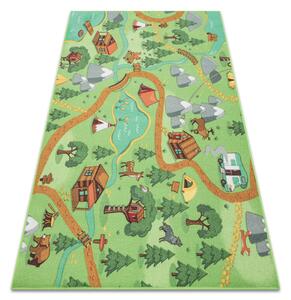 Detský koberec REBEL ROADS Wild life 90 Les, zvieratá protišmykový - zelený