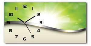 Vodorovné Sklenené hodiny na stenu Zelená abstrakcie