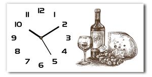Vodorovné Sklenené hodiny na stenu Víno