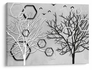 Abstraktný obraz so stromami (70x50 cm)