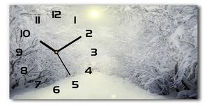 Vodorovné Sklenené hodiny na stenu Pekný les zima