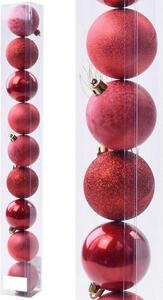 Vianočné gule plast 6cm s/9 006 červené 8100530 - Dekorácia