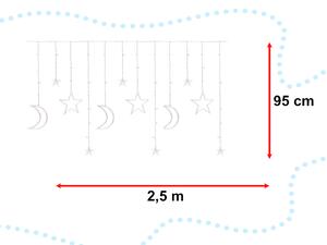 IKO Vianočné svetielka 138 LED, 2,5m hviezdičky – viacfarebné